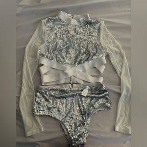 iheartraves sparkly white sequin set long sleeve